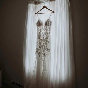 Maggie Sottero White and Silver Wedding Dress